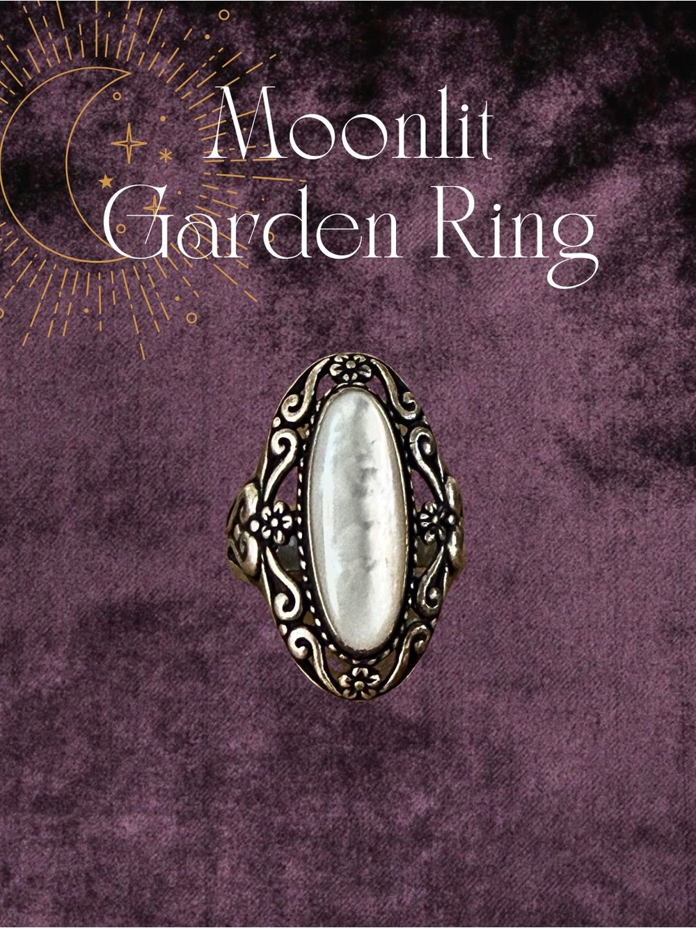 Vintage Sterling Silver- Floral Scroll- Mother of Pearl Statement Ring Size 8